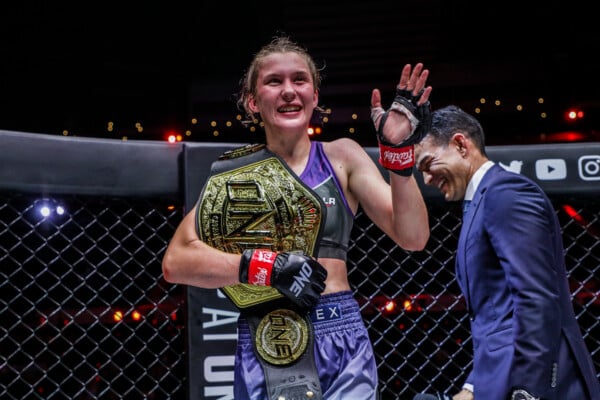 Smilla Sundell wins the inaugural ONE Women's Strawweight Muay Thai World Championship at ONE 156