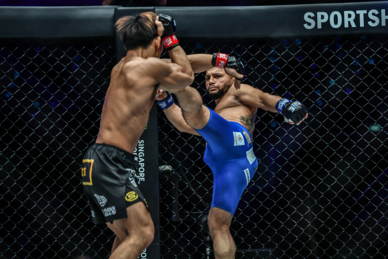 Gustavo Balart throws a kick at Yosuke Saruta at ONE 156