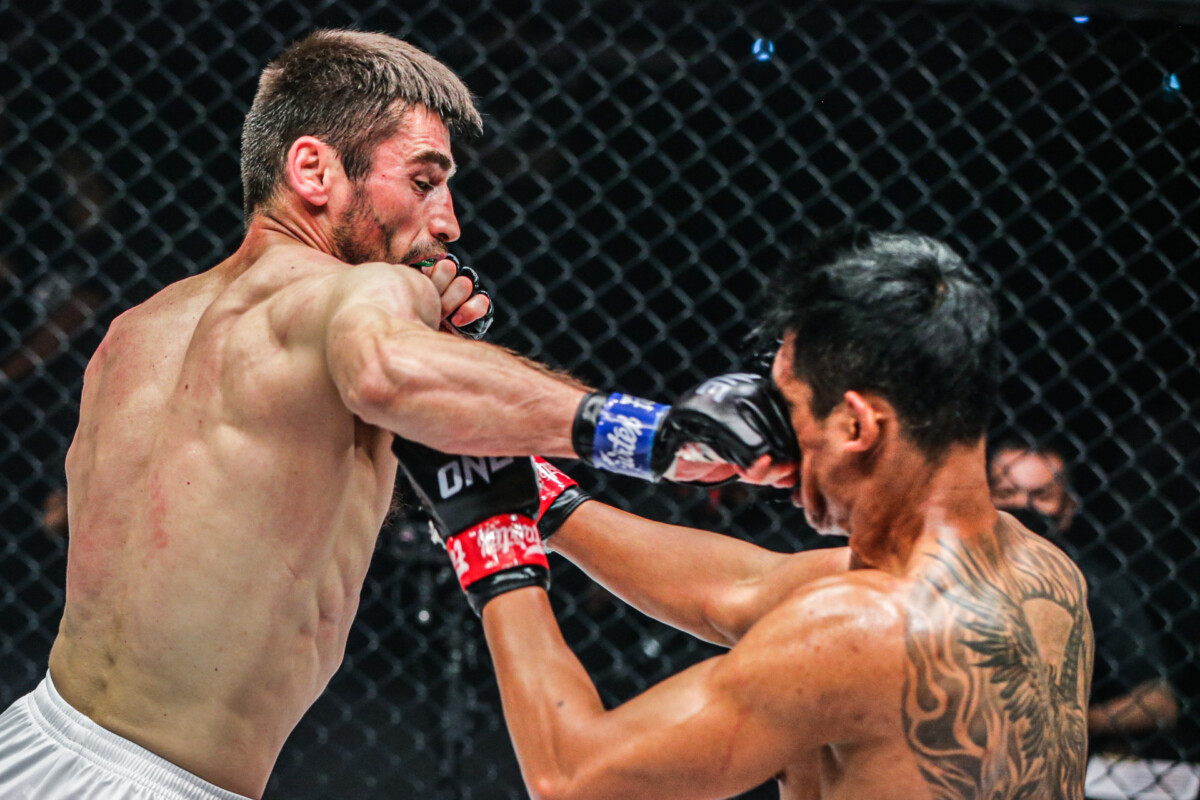 Jo Nattawut eats a punch from Jamal Yusupov ONE 159