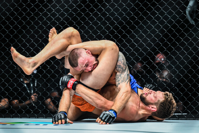 Reinier De Ridder is victorious with a submission against Vitaly Bigdash at ONE 159