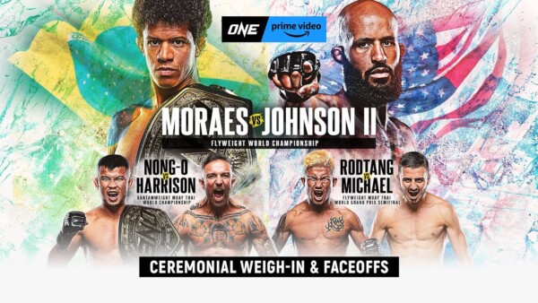 live in hd one on prime video 1 moraes vs johnson ii ceremonial weigh ins faceoffs 1 600x338