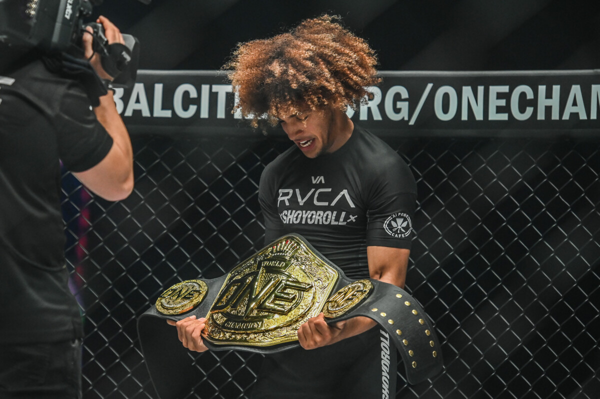 Kade Ruotolo with ONE Lightweight Submission Grappling World Title belt at ONE on Prime Video 3