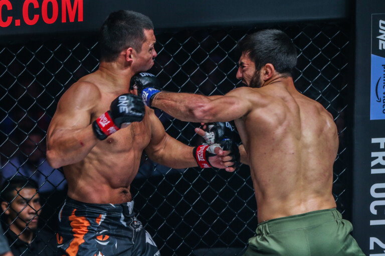 Timofey Nastyukhin eats a left hand from Halil Amir at ONE on Prime Video 2