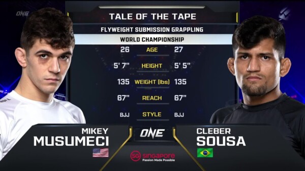 mikey musumeci vs cleber sousa one championship full fight 600x338