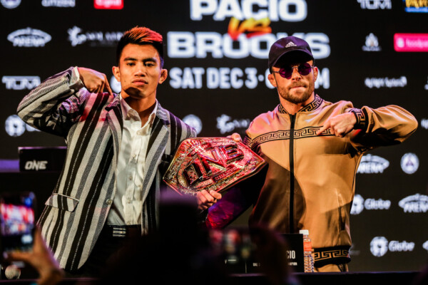 Joshua Pacio and Jarred Brooks at press conference