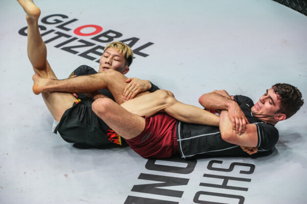 Mikey Musumeci seeks a submission against Gantumur Bayanduuren at ONE Fight Night 6