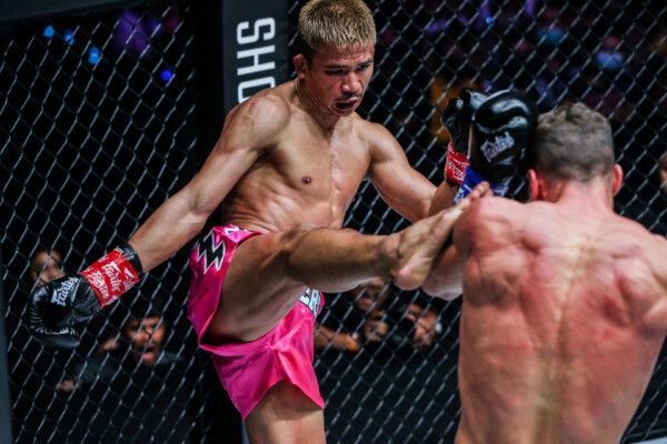 Superlek Kiatmoo9 throws a kick on Daniel Puertas at ONE Fight Night 6