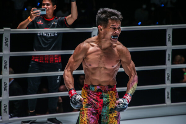 Adrian Mattheis celebrates after his win against Zelang Zhaxi at ONE Fight Night 7
