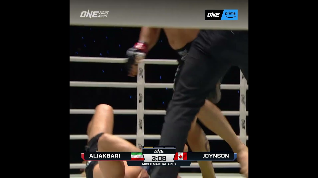 Amir Aliakbari  ground and pounds Dustin Joynson into submission for his third straight win!