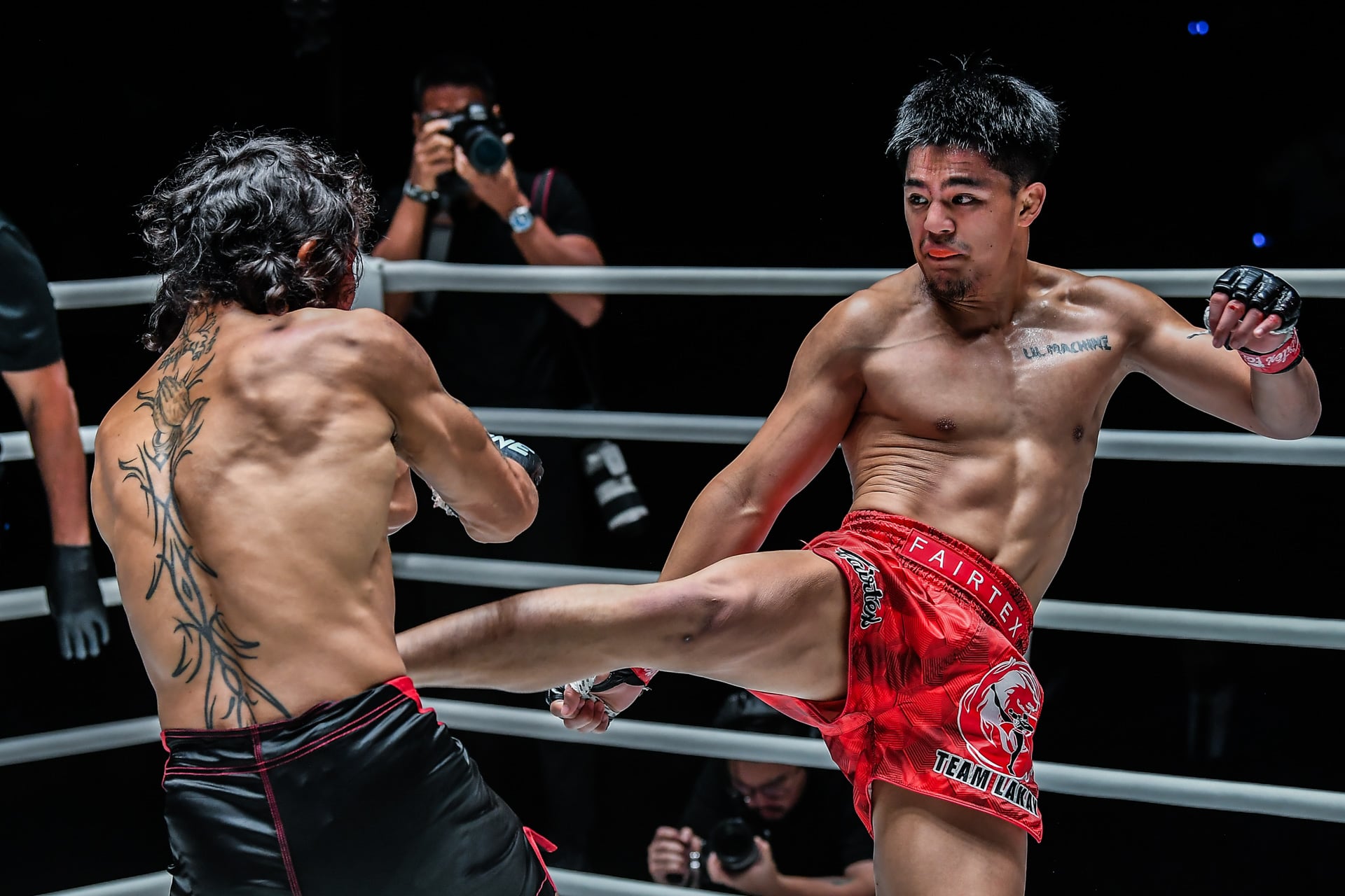 Filipino MMA fighter Jhanlo Mark Sangiao kicks Enkh-Orgil Baatarkhuu