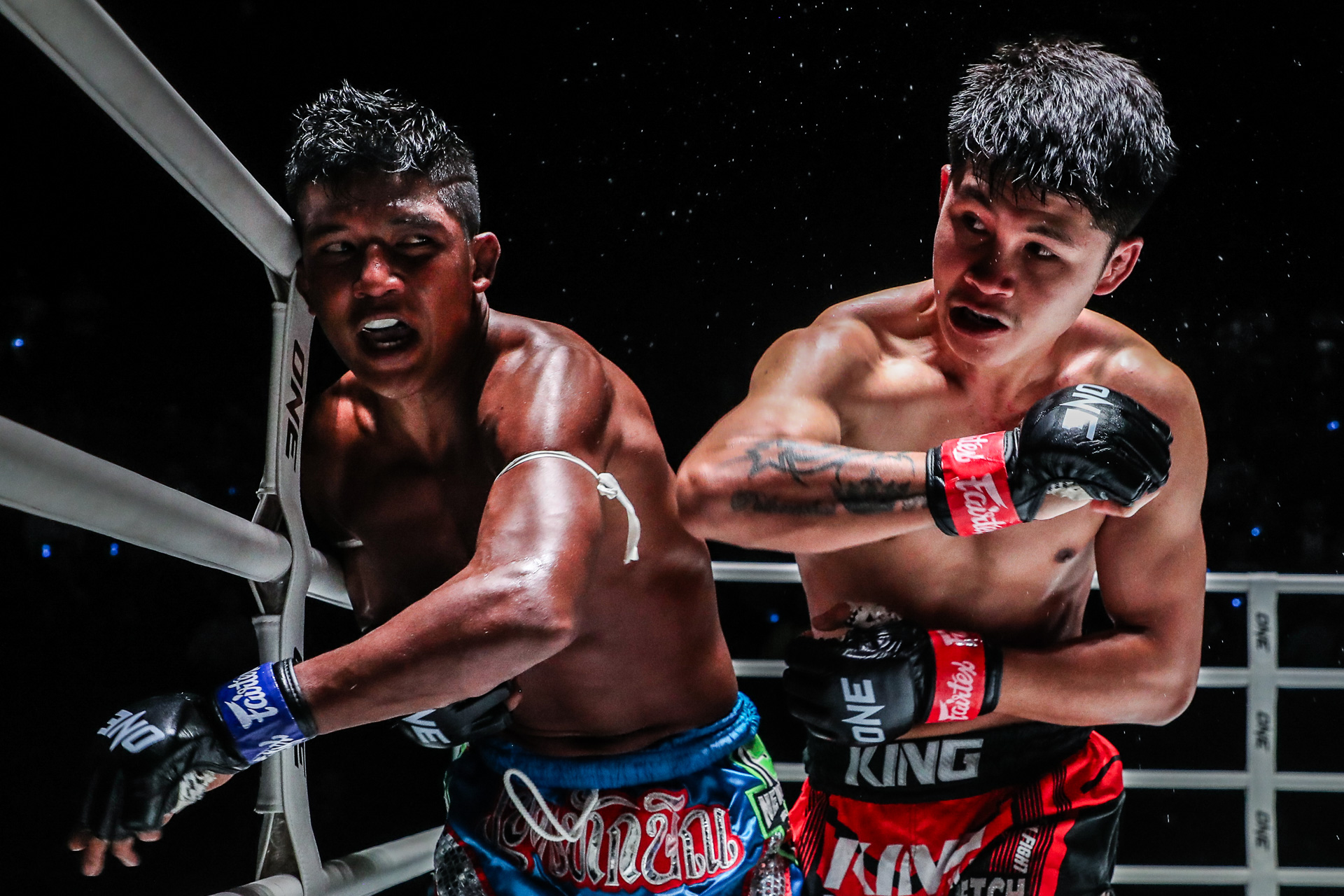 Pompetch PongSuphan PK and Theptaksin Sor Sornsing in action at ONE Friday Fights 27.