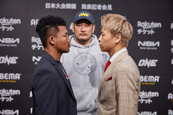 Rodtang Jitmuangnon faces off with Takeru Segawa at the ONE 165 Press Conference
