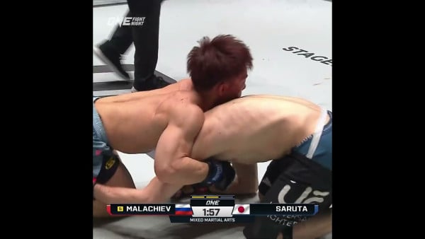 TOUGH ENOUGH  Mansur Malachiev escapes Yosuke Saruta’s guillotine choke!