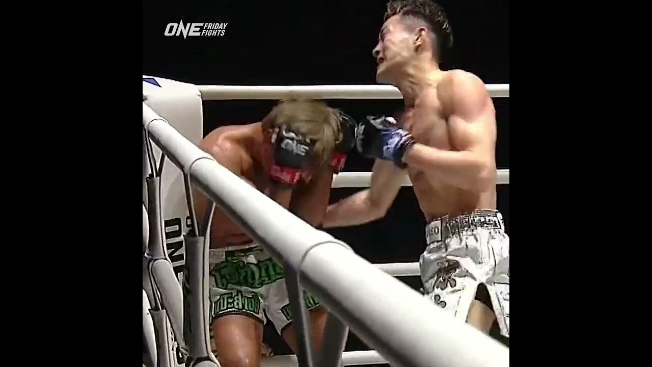 UNLOADING  Ryota Koshimizu rallies for a third round TKO