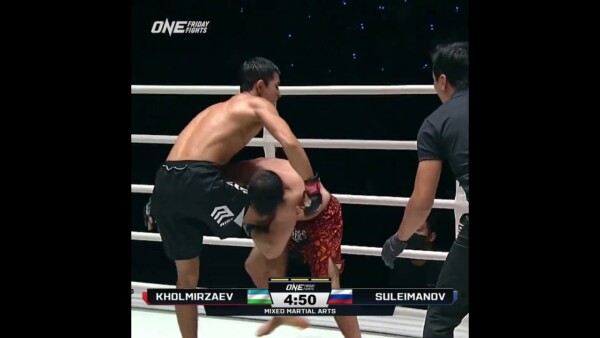 FINISH HIM  Avazbek Kholmirzaev blitzes for the third round TKO! #ONEFridayFights59