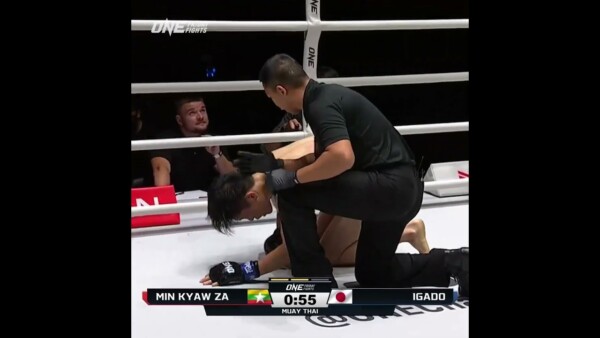 Min Kyaw Za with a NASTY body shot knockdown
