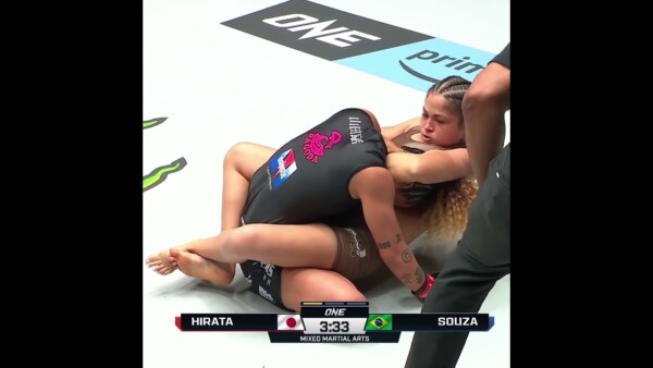 Went to SLEEP  Victoria Souza submits Itsuki Hirata via guillotine choke! #ONE167