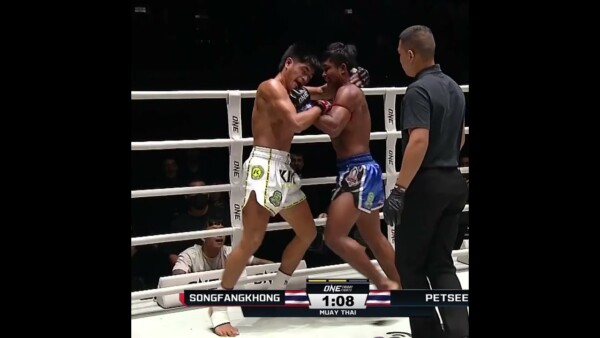 How is he STILL STANDING?!  Petseenin drops Songfangkhong twice with leg kicks!