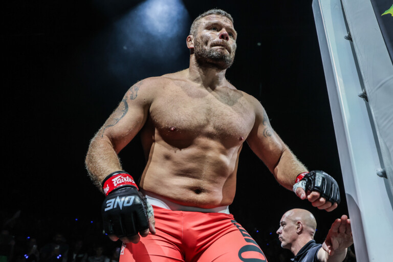 Russian MMA fighter Anatoly Malykhin enters the ring