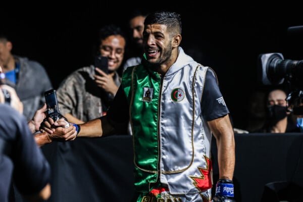 Algerian fighter Mohamed Younes Rabah makes his entrance