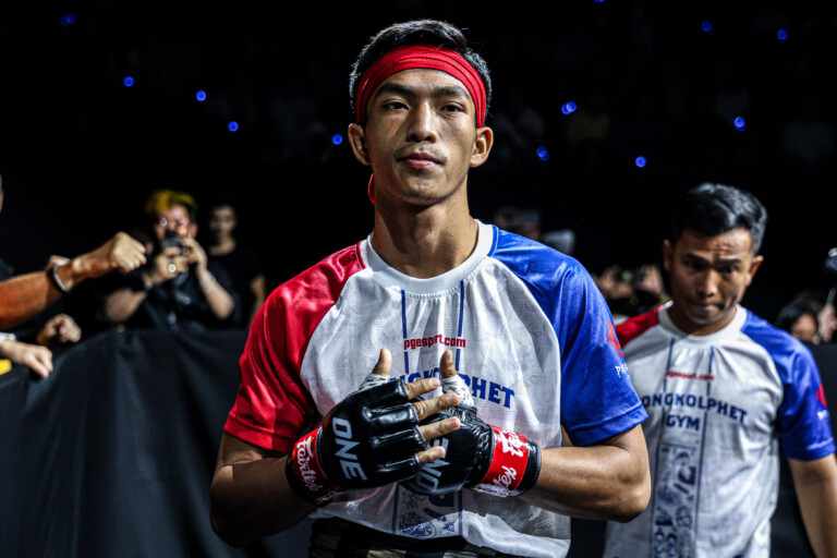 Petnamkhong Sor Maneekhot walks to the ring for his fight against Pataknin Sinbimuaythai at ONE Friday Fights 89.