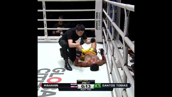 LIVER SHOT  Dionatha Santos Tobias tees off on Mahahin for the second round KO!