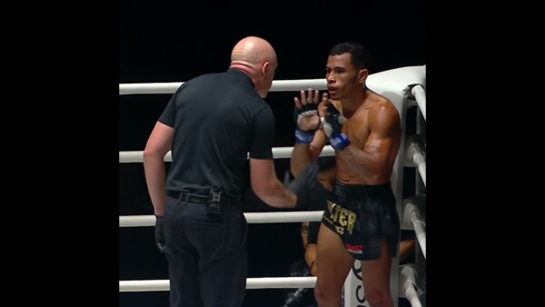 Walter Goncalves gets a yellow card for an illegal grounded knee