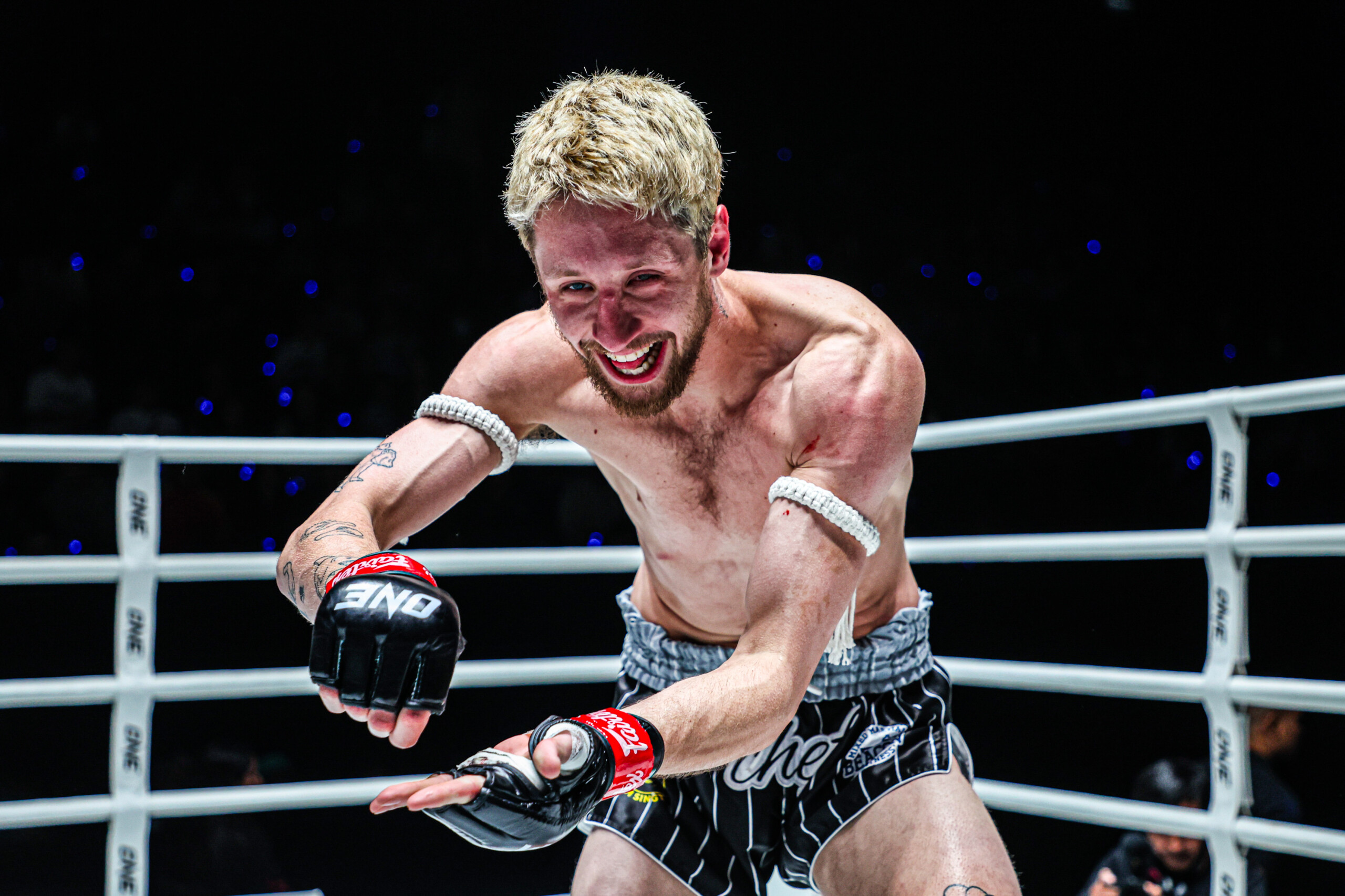 Luke Lessei celebrates after knocking out Cody Jerome at ONE Fight Night 27