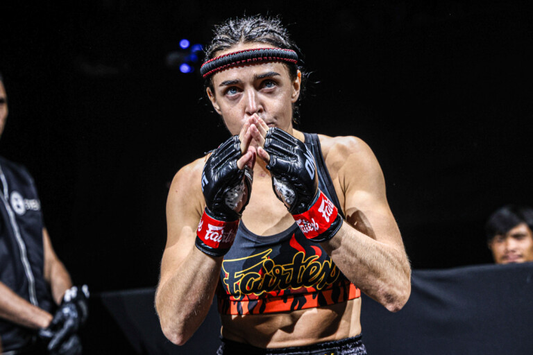 Natalia Diachkova gets ready for battle against Taylor McClatchie at ONE Friday Fights 94.