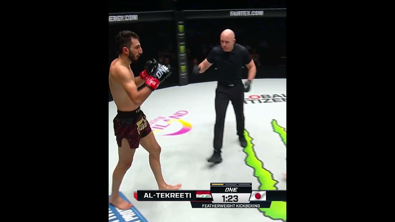 CHOPPING KICKS  Masaaki Noiri unleashed a barrage of devastating kicks against Shakir Al Tekreeti!