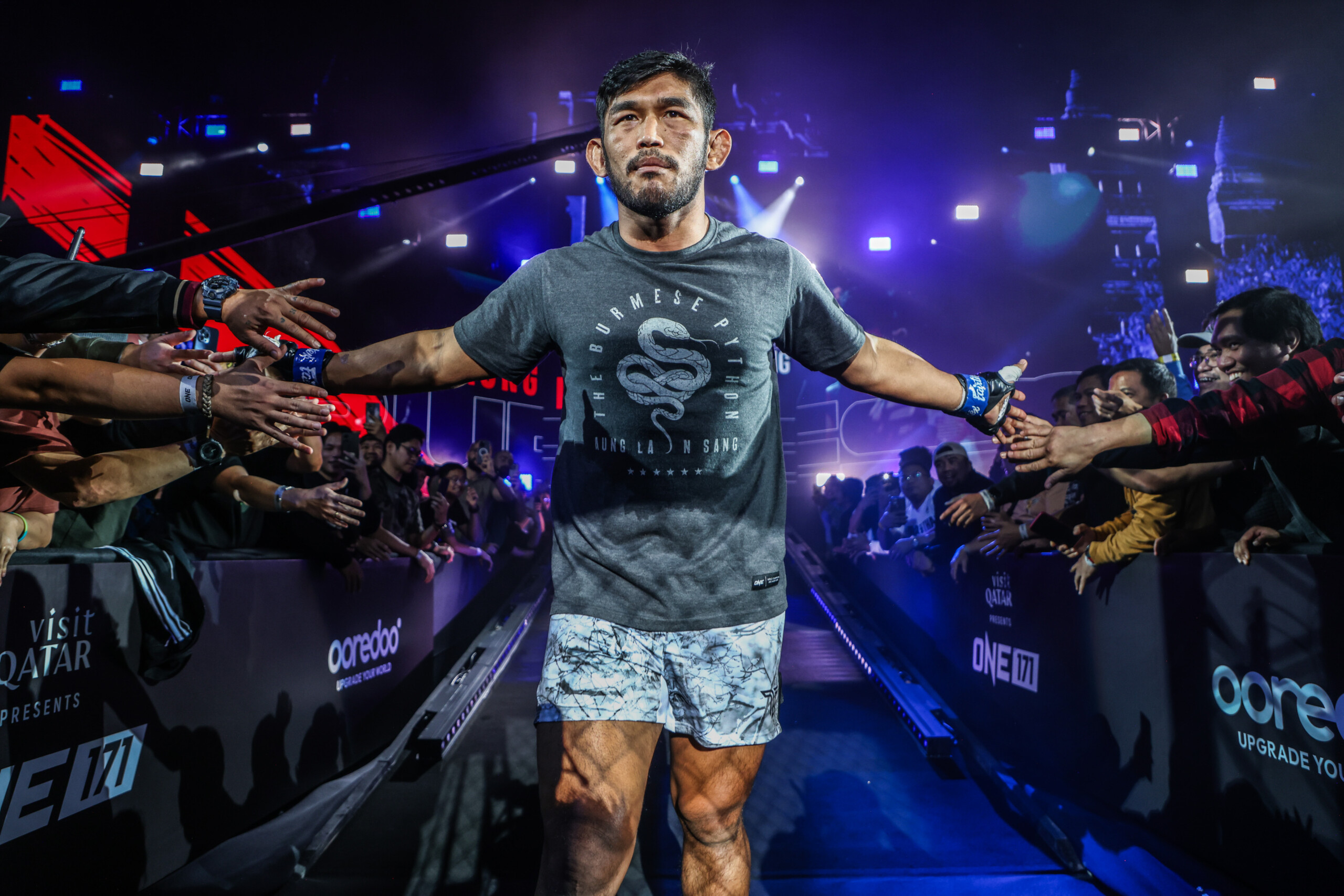 MMA fighter Aung La N Sang makes his entrance