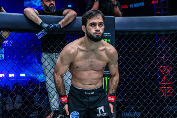 Russian MMA fighter Shamil Gasanov bows in the Circle