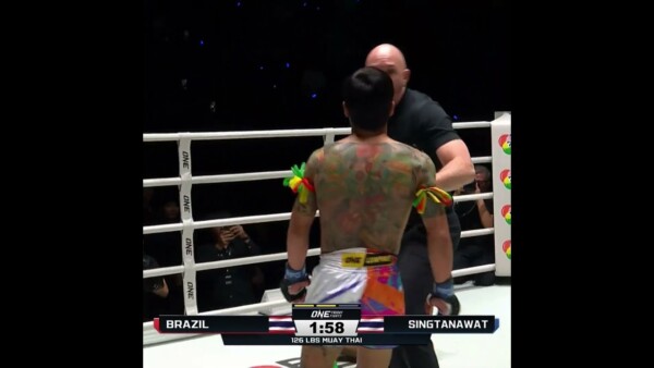 STATEMENT MADE  Singtanawat drops Brazil three times for a second round TKO!
