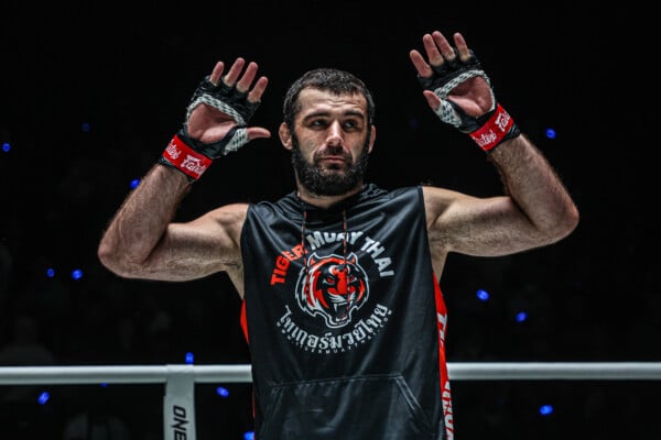 Shamil Erdogan poses after knocking out Gilberto Galvao at ONE Fight Night 29.