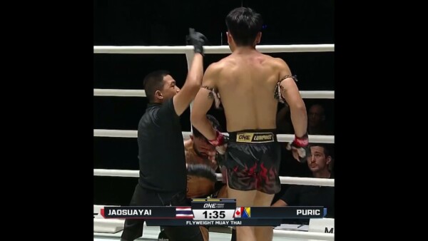 STAR MAKING performance  Jaosuayai crumples Denis Puric with a body kick for the win!