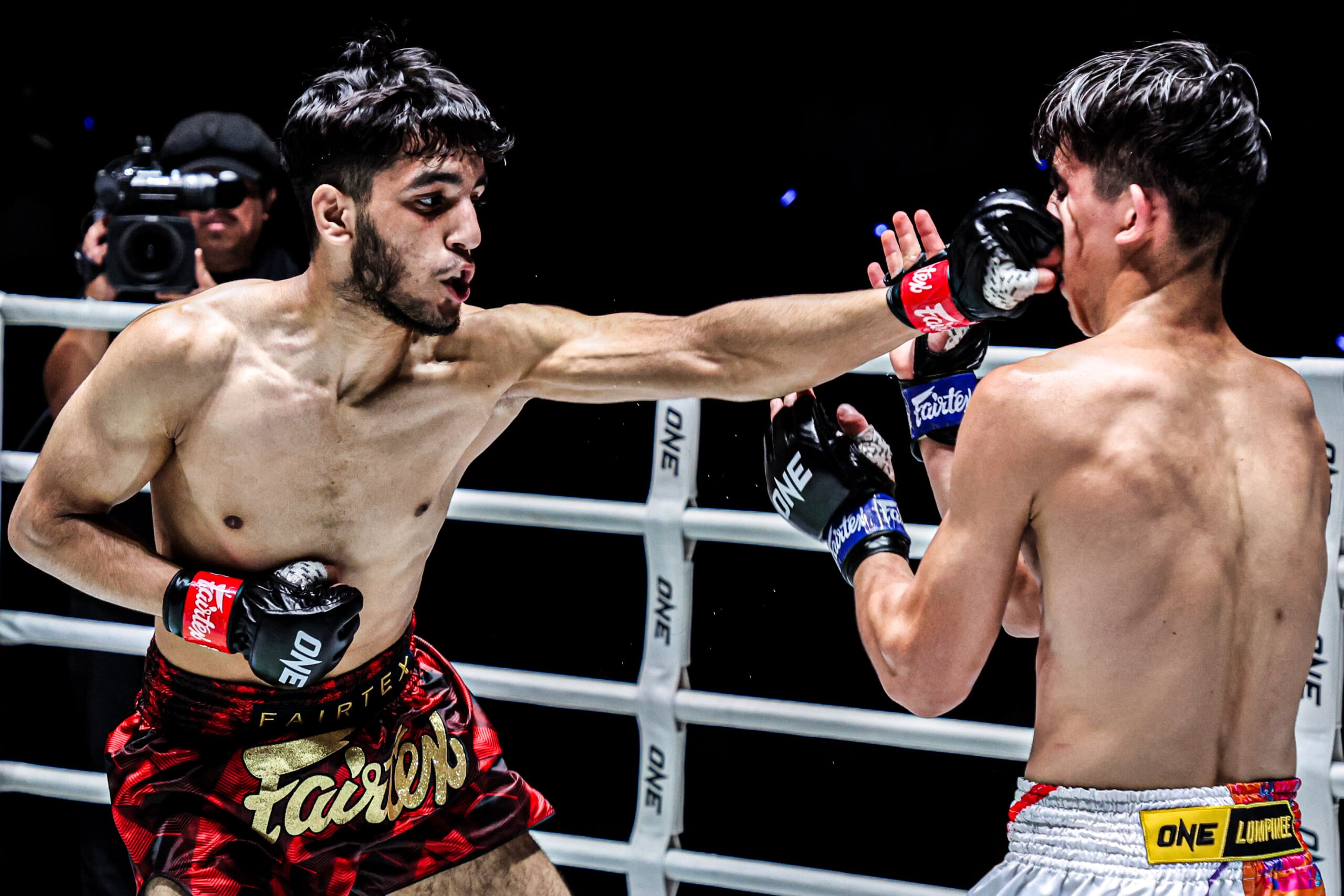 Ubaid Hussain smashes Khusen Salomov with a hard left at ONE Friday Fights 105.