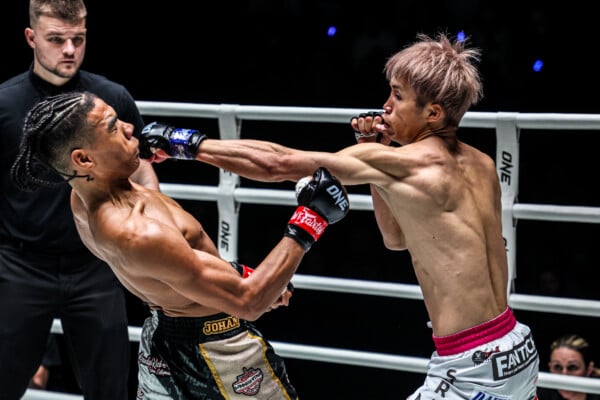 Taiki Naito lands a solid right on Johan Estupinan at ONE Fight Night 32