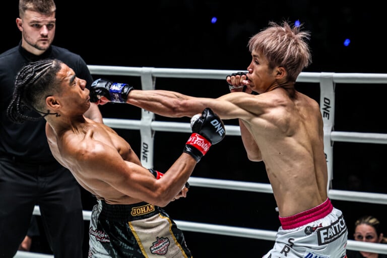 Taiki Naito lands a solid right on Johan Estupinan at ONE Fight Night 32