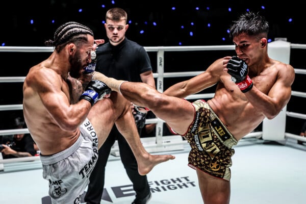 Johan Ghazali and Diego Paez trade strikes at ONE Fight Night 32.