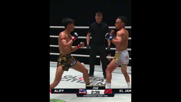 Relive the BACK AND FORTH Muay Thai clash between Aliff and Elmehdi El Jamari at ONE Fight Night 32!