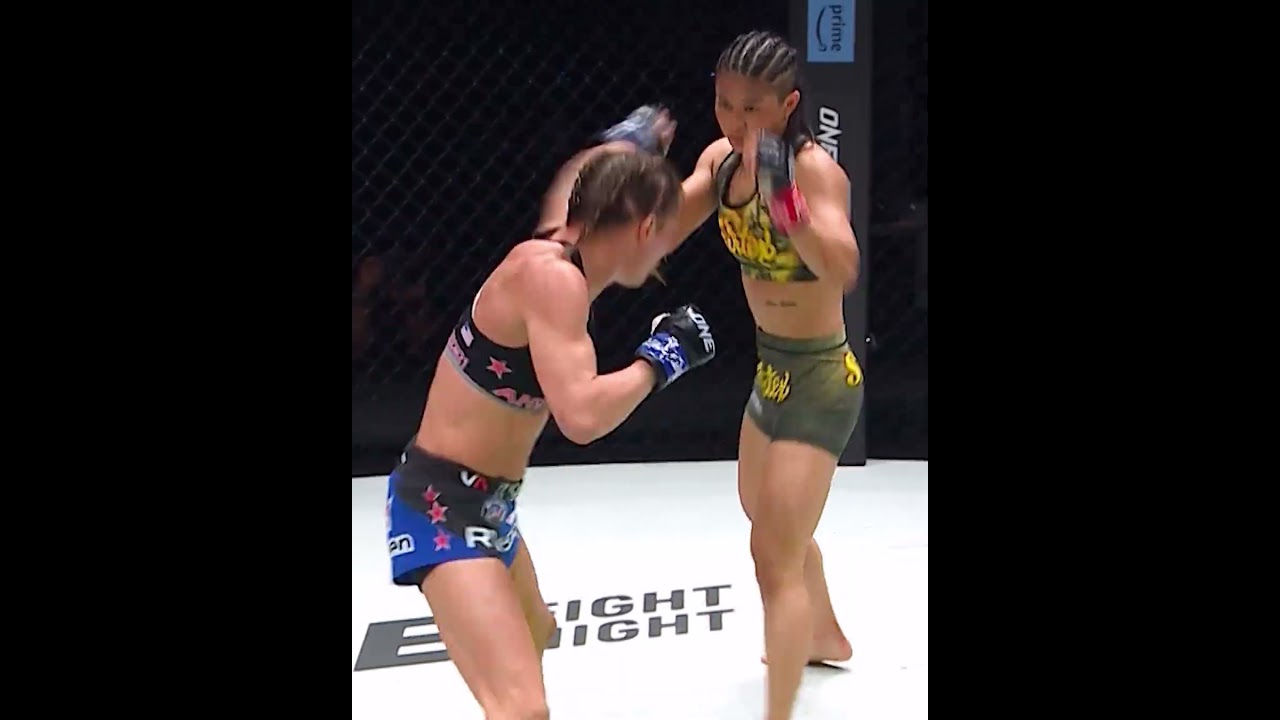 CRUSHING body kick  Stamp turns up in STYLE