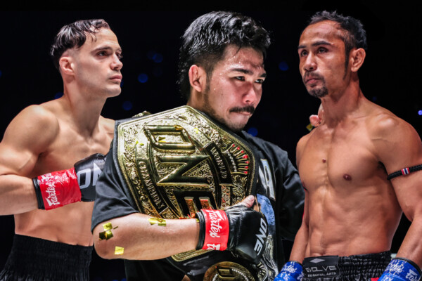 Collage of Jonathan Di Bella, Prajanchai PK Saenchai, and Sam-A Gaiyanghadao
