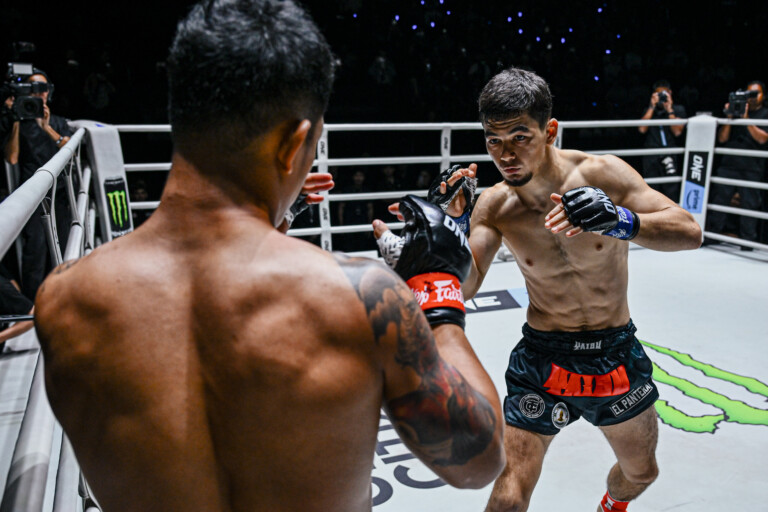 Undefeated Muay Thai fighter Aslamjon Ortikov squares up with Kongthoranee Sor Sommai