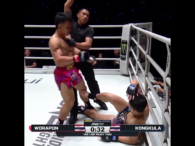 FLAWLESS VICTORY  Worapon stops Kongkula in Round 1 for his fourth straight win!