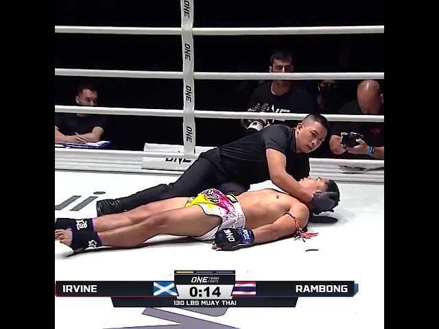 WILD KO  Stephen Irvine sleeps Rambong with a head kick in Round 1 for his fifth straight win!