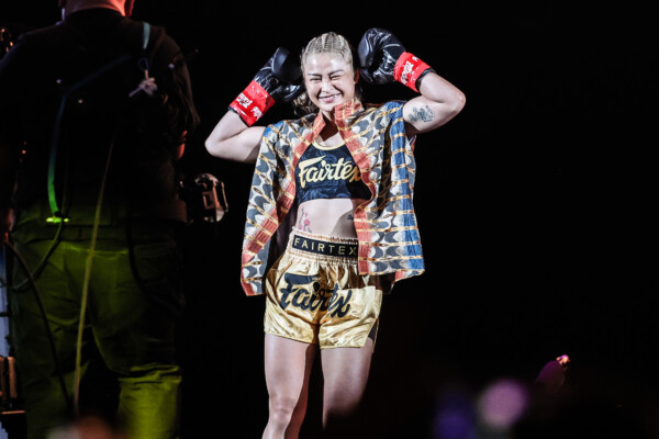Thai fighter Stamp Fairtex walks into the Circle at ONE 173