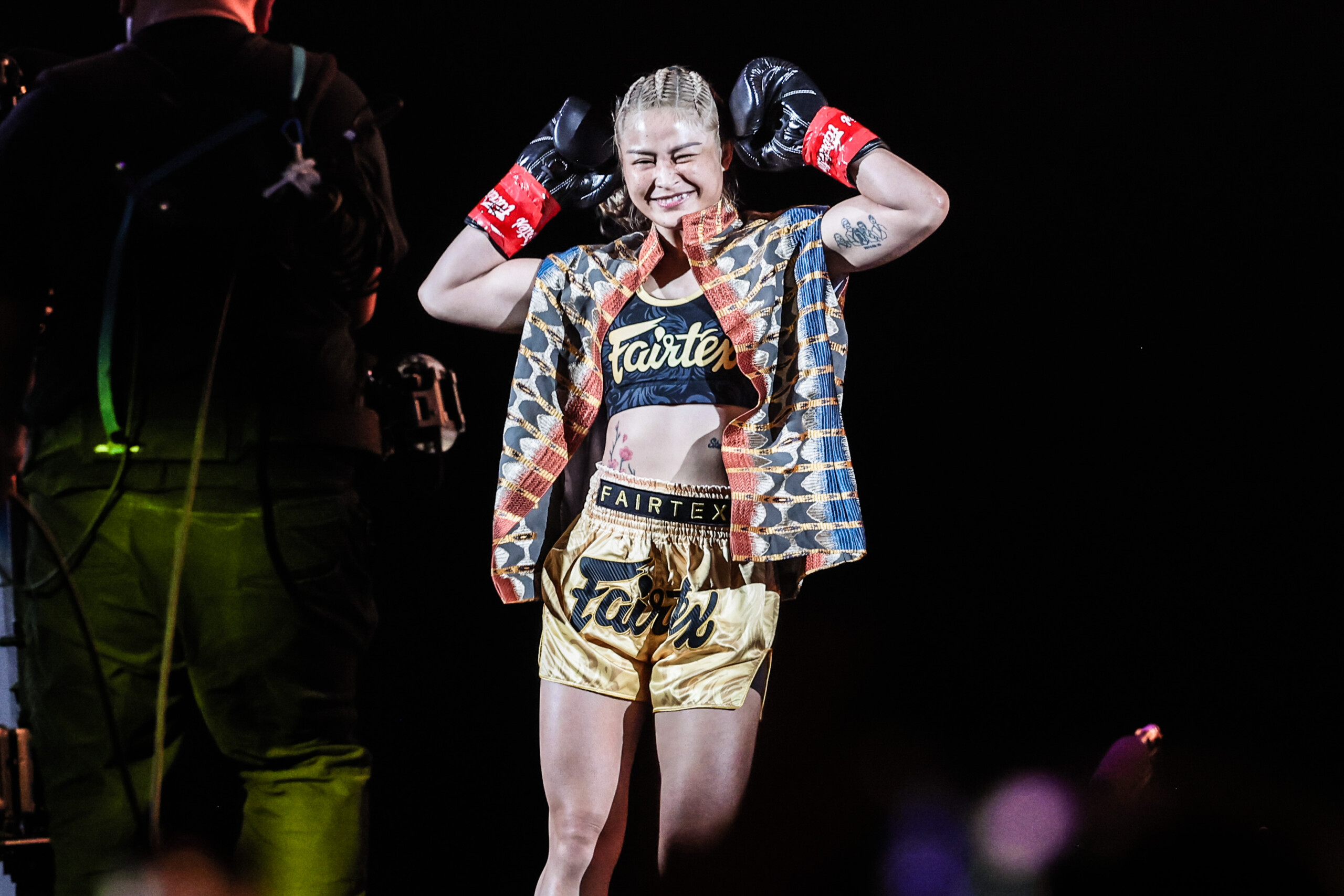 Thai fighter Stamp Fairtex walks into the Circle at ONE 173