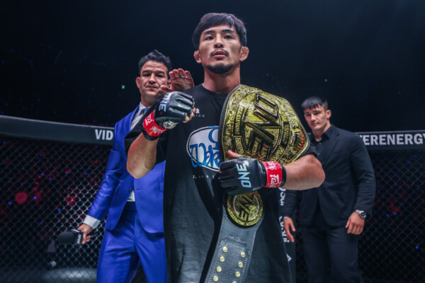 Yuya Wakamatsu with the ONE Championship belt