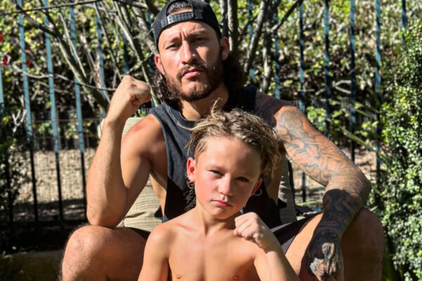 Diego Paez with his son Elias