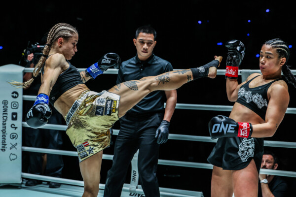 Stella Hemetsberger throws a kick at Jackie Buntan at ONE Fight Night 40